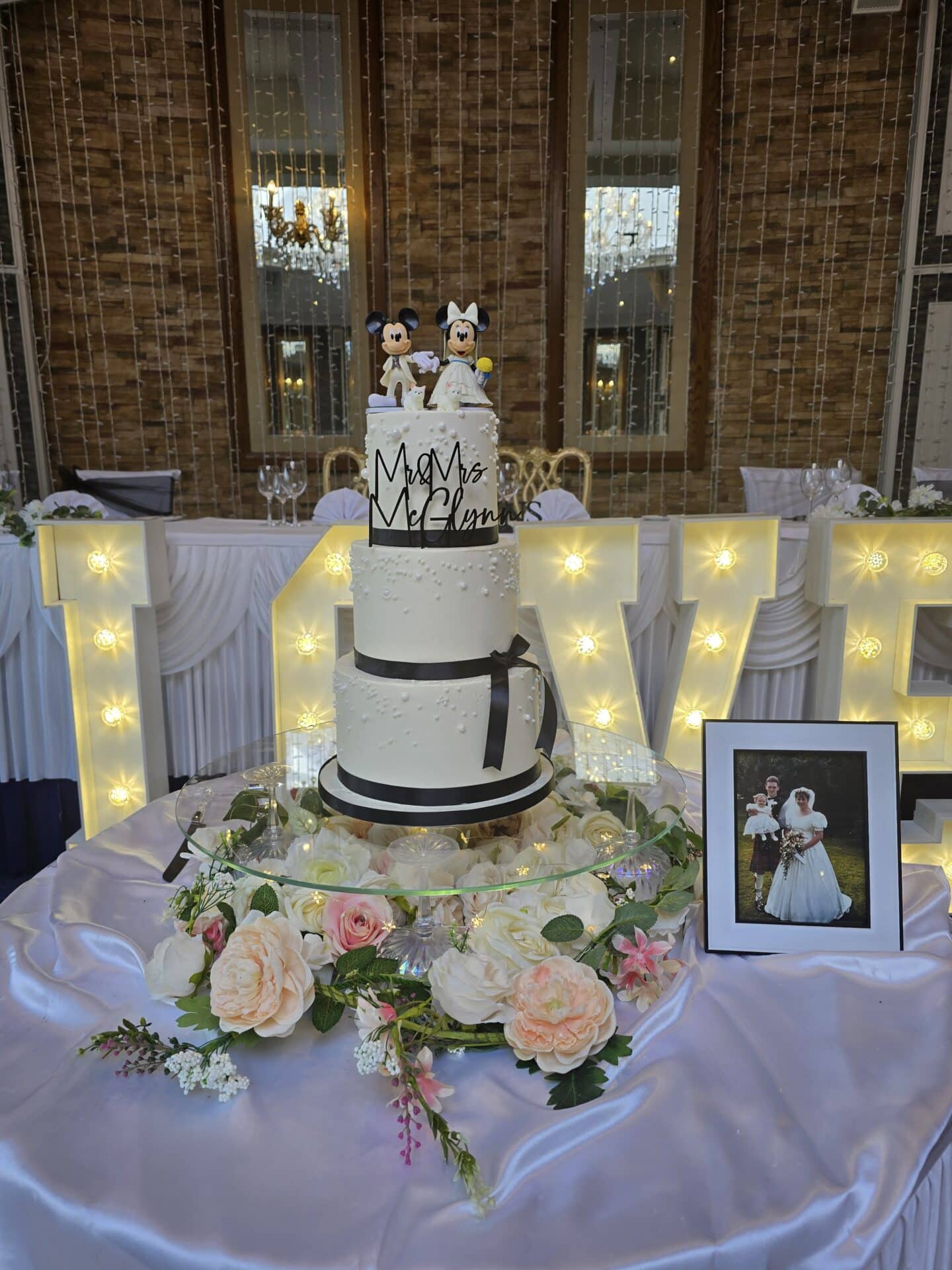3 tier disney themed wedding cake