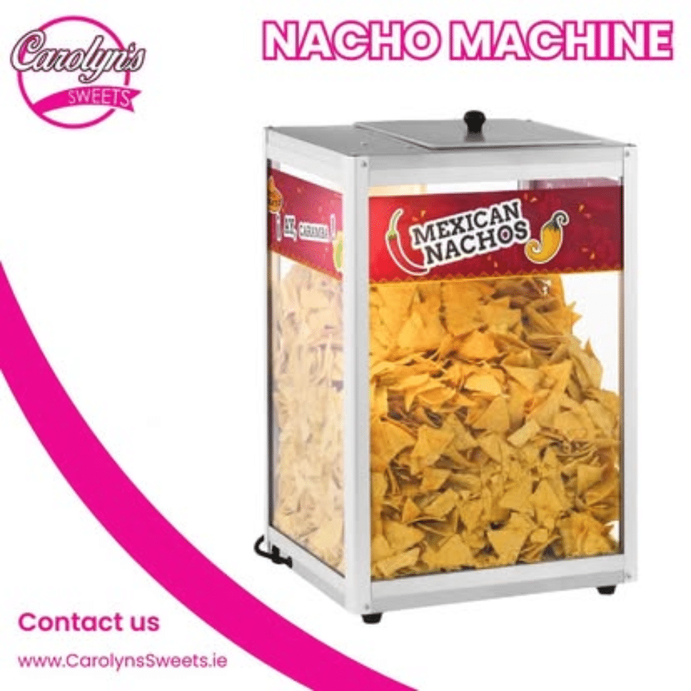 Nacho machine filled with Mexican nachos from Carolyn's Sweets. Contact info: www.CarolynsSweets.ie.