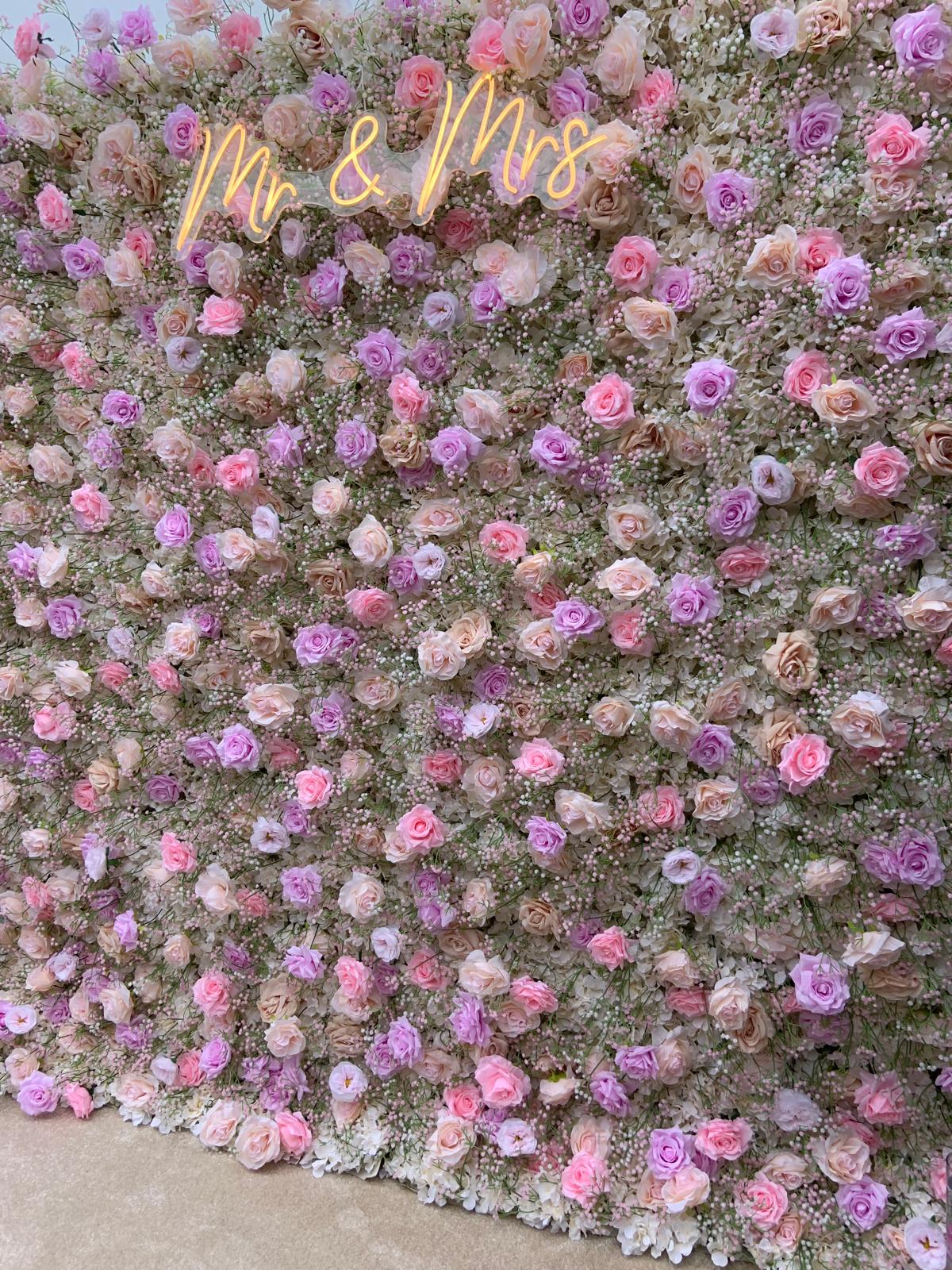 Pink and Purple Rose Flower Wall Backdrop in Northern Ireland