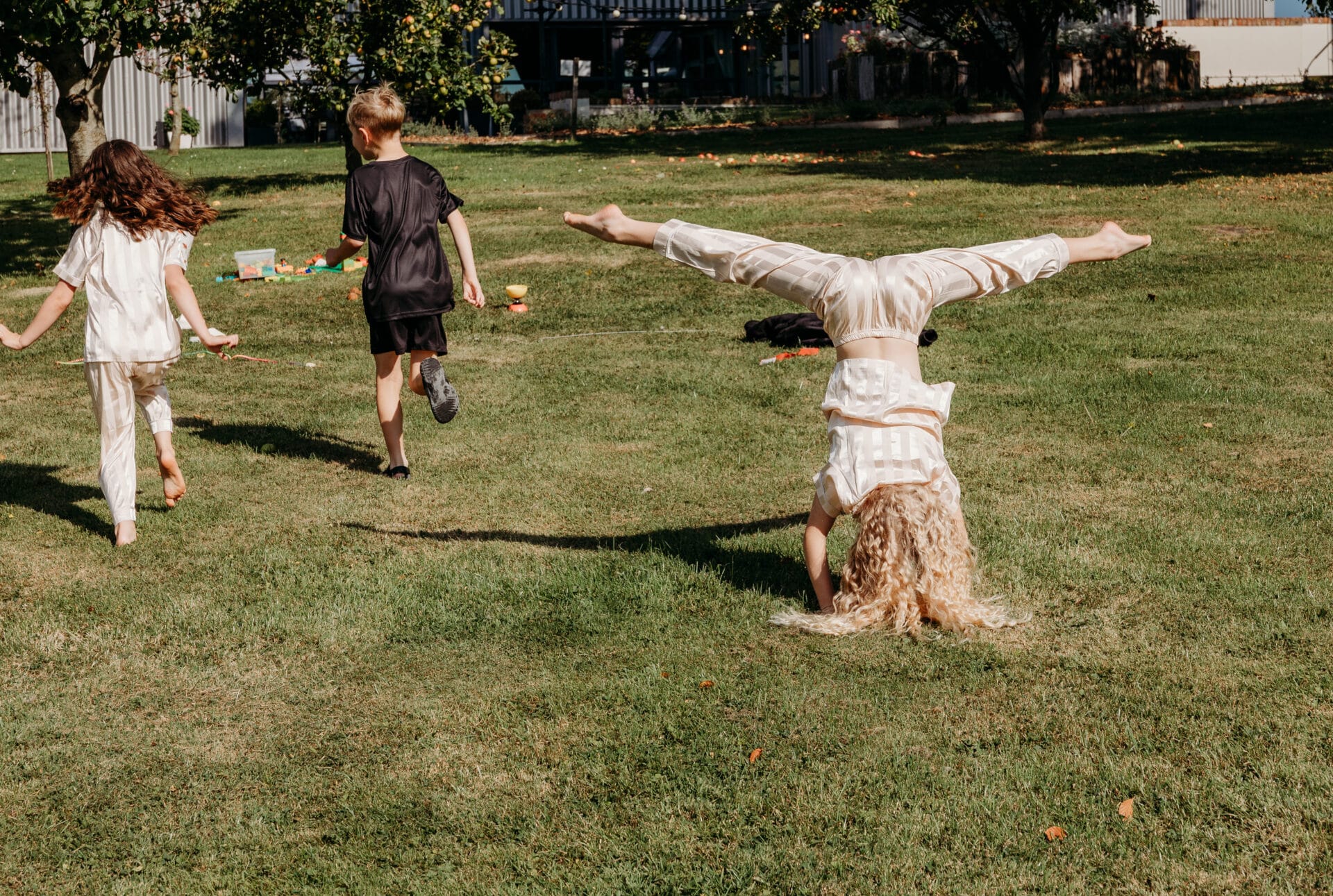 Child exploring the grounds during a wedding day with specialist wedding childcare