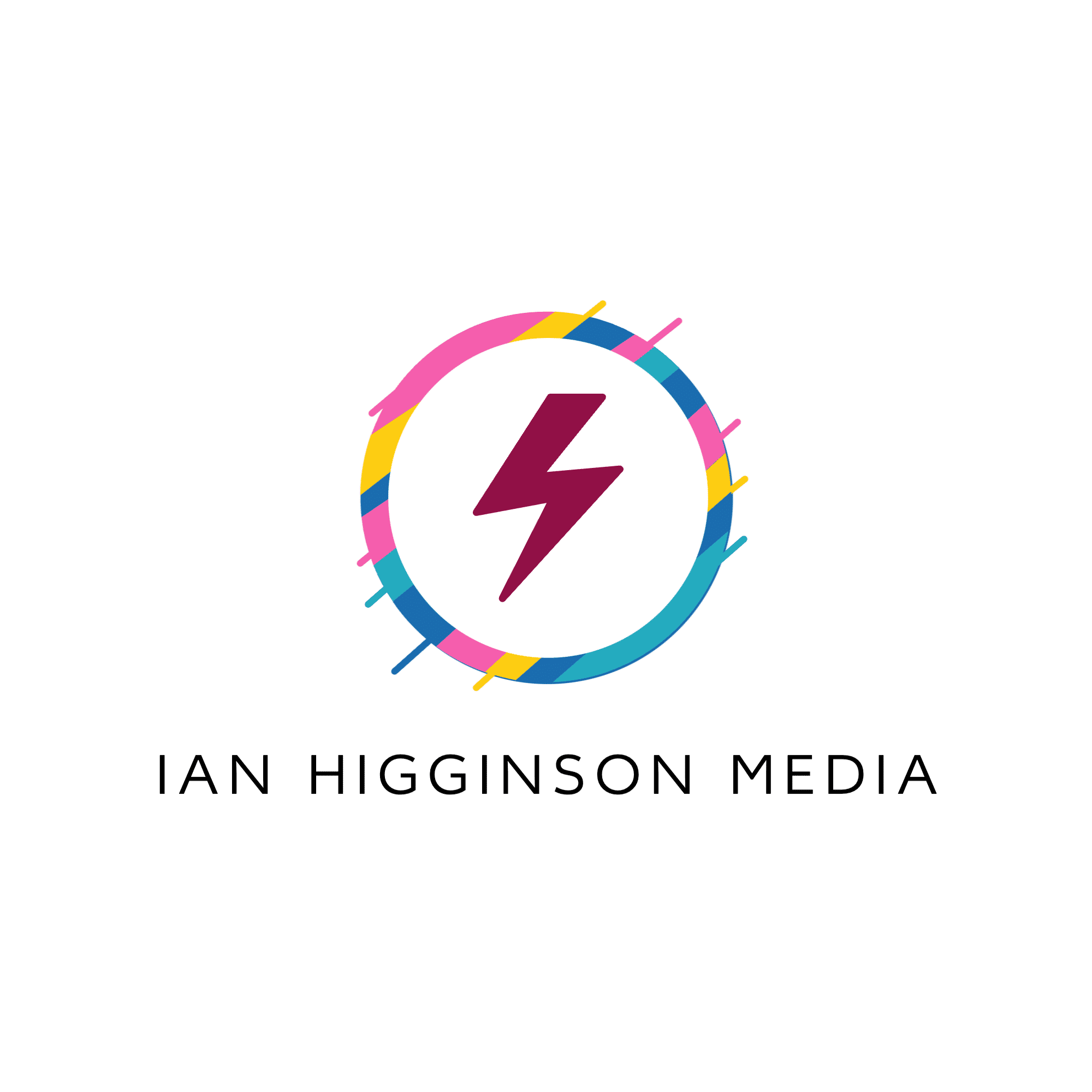 Colorful circle logo with a maroon lightning bolt in the center.